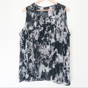 Lane Bryant Ruffle Blouse Black White Print Top